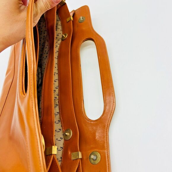 Eberle Vintage Brown Clutch Envelope Bag Purse three pockets 1970's Brazil 14X7 - Picture 10 of 11